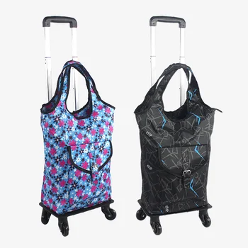 

Telescopic Folding Shopping Trolley Bag Aluminum Alloy Universal Wheel Shopping Cart Travel Bag Shopping Bag Lever