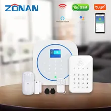 Zonan – système de sécurité sans fil Tuya, wi fi, clavier tactile, carte GSM RFID, contrôle par application, anti cambriolage, alarme incendie, Kits pour maison intelligente