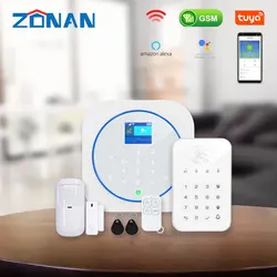 Zonan Alarm Security System Tuya Wifi Wireless Touch Keypad GSM RFID Card Keypad App Control Burglar Fire Alarm Smart Home Kits
