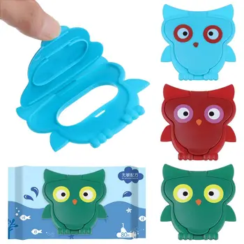 1 pz utile autoadesivo cartone animato carino gufo bambino salviettine umidificate coperchio portatile bambino pulire tessuti copertura di carta riutilizzabile