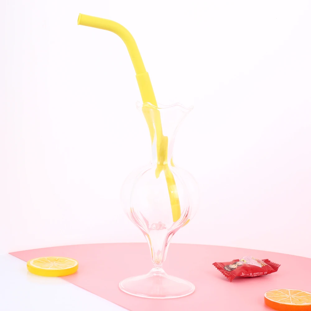Food-Grade Drinking Straw Cocktail Portable Fruit Juice Birthday Silicone Reusable Silicone Straw Sucker Elbow Kitchen Wedding