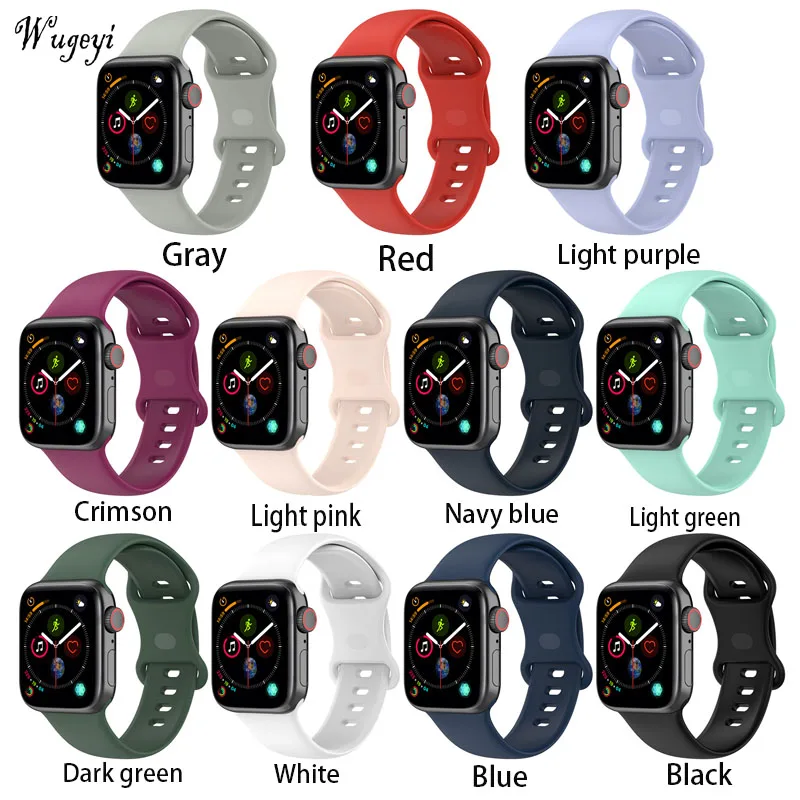Ремешок резиновый для Apple Watch 1 2 3 4 5 6 Series сменный спортивный ТПУ Браслет наручных