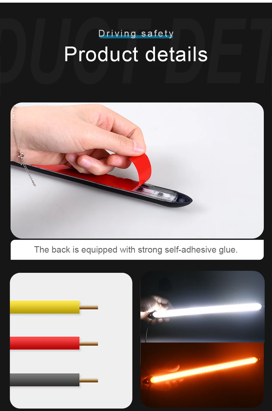 2Pcs Led Car Daytime Running Lights Drl Waterproof Headlight Turn Singal Yellow Light Streamer Auto Decorative Lamp Strip 12V