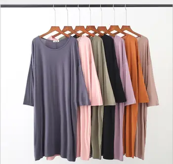 

Oversize New Modal Basic Nightgown Nightie Long Lady Home Dress Sleeve Sleepwear Pregnant Night Shirt Loose Nightwear