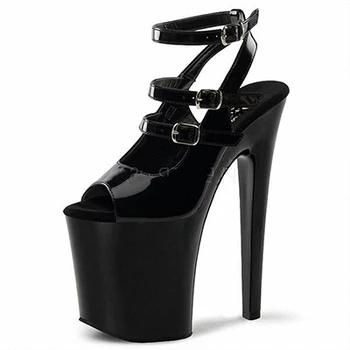 

Mclubgirl 15cm Heels New Pure Color Fish Mouth Buckle High Heels Comfortable Sandals Performance Sexy Women's Shoes LYP
