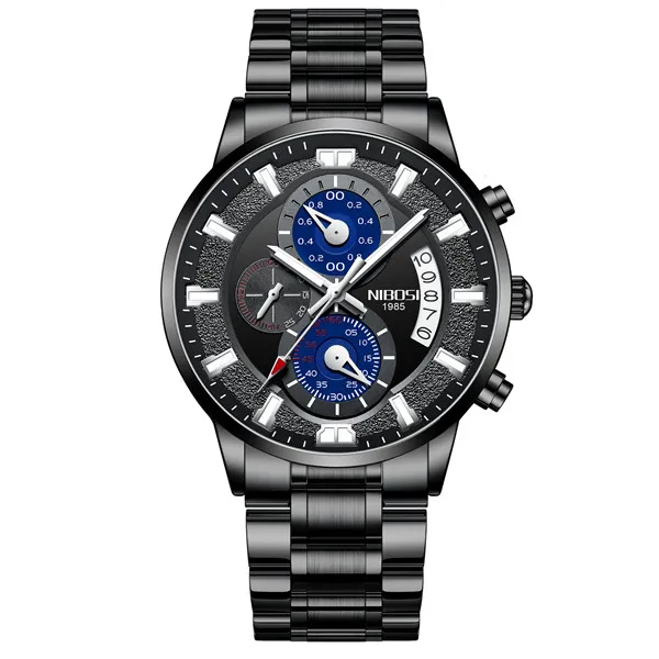 NIBOSI Fashion Mens Watches Top Brand Luxury Big Dial Sport Watch Full Steel Waterproof Business Digital Clock Relogio Masculino 