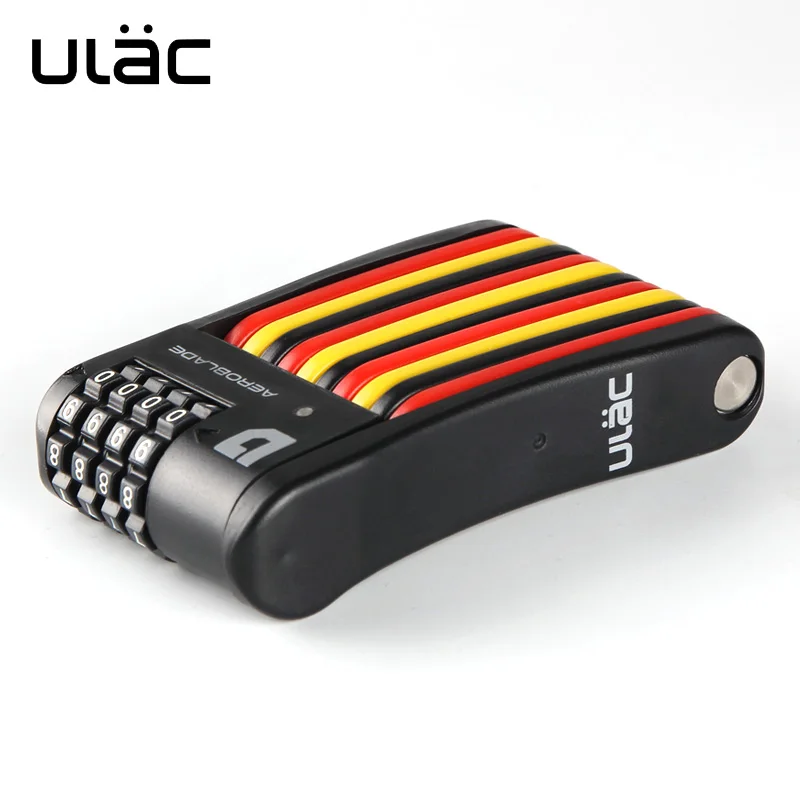 

ULAC 4 Digit Combination Password Bicycle Lock Anti-theft Security Bicycle Lock Folding Bike Lock Steel Safety Lock for Bikes