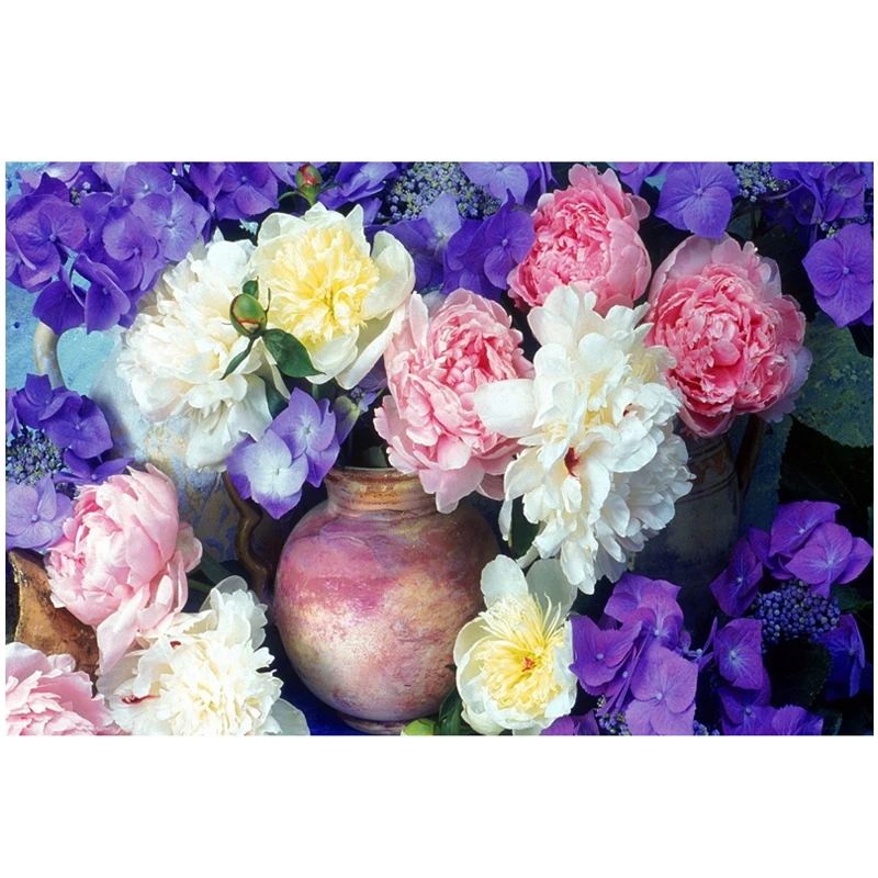 

Diy Diamond Painting Still Life Full Square Picture of Rhinestones StickerDiamond Embroidery Pink Red Peony purple flower