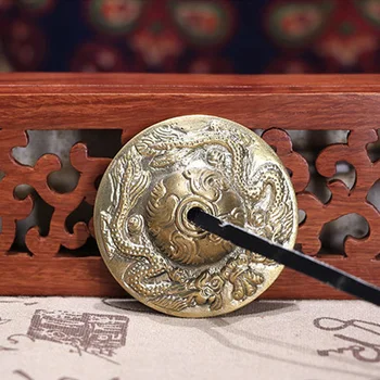 

1pair Saucer Tibetan Meditation Cymbal Devotional Tingsha Bell Musical Instrument Rhythm Music Metal Embossed Lucky