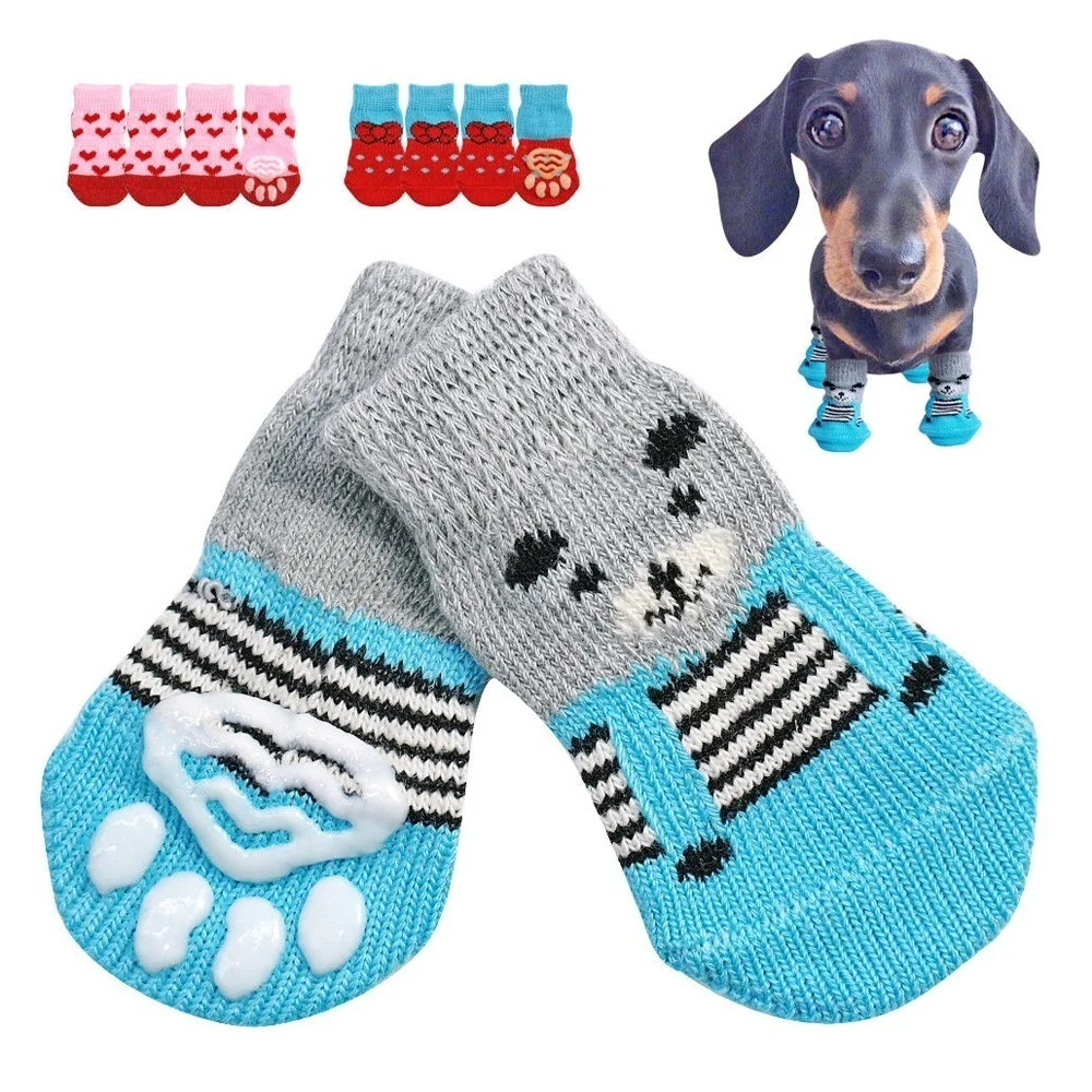4 Pieces of Pet Warm and Breathable Dog Leg Socks To Protect The Joints