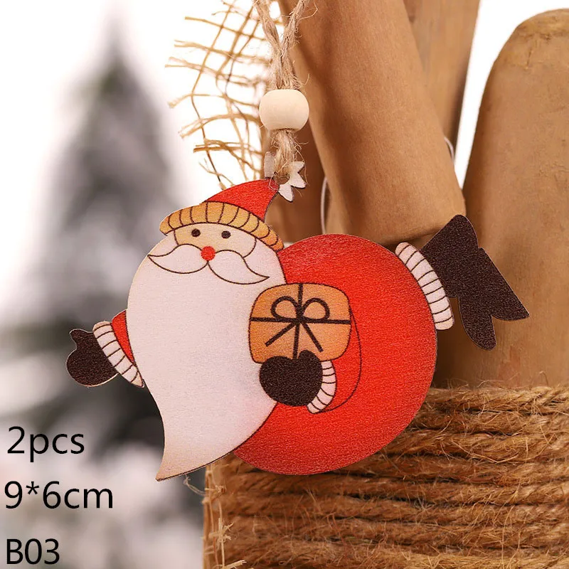 Деревянная Рождественская подвеска в виде лося, автомобиль, милые мини украшения на елку, подвесной декор, сделай сам, новогодняя, рождественская подвеска, подвесные украшения для вечеринки, детский подарок - Цвет: s03