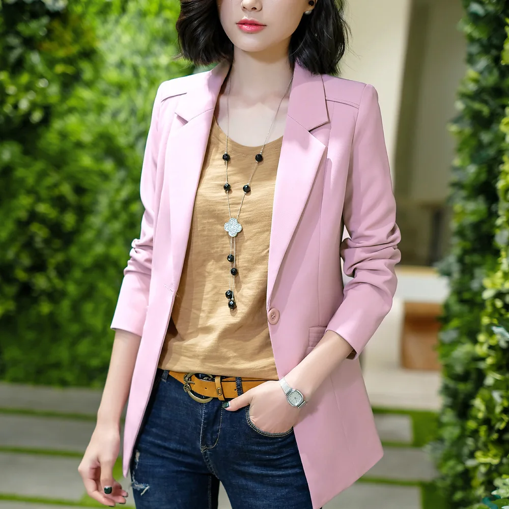 Blazer Feminino Suit Jacket Women Long-sleeved Green Coat Ol Long Solid Color 4XL Large Size White Suit Blazer Mujer YZH809882 - 4.00055E+12