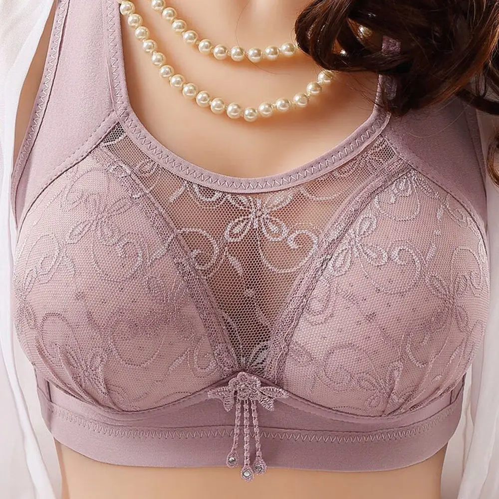 Ropa interior antiflacidez para mujer, Sujetador deportivo de encaje inalámbrico de talla grande, cubierta de pecho, sujetador auxiliar de encaje de leche