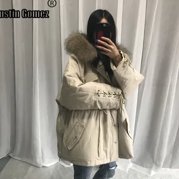 

New Arrival Thick and Loose Duck Down Jacket with Raccoon Casual Comfortable Jacket Woman Winter Female Spring Solid Long Parkas