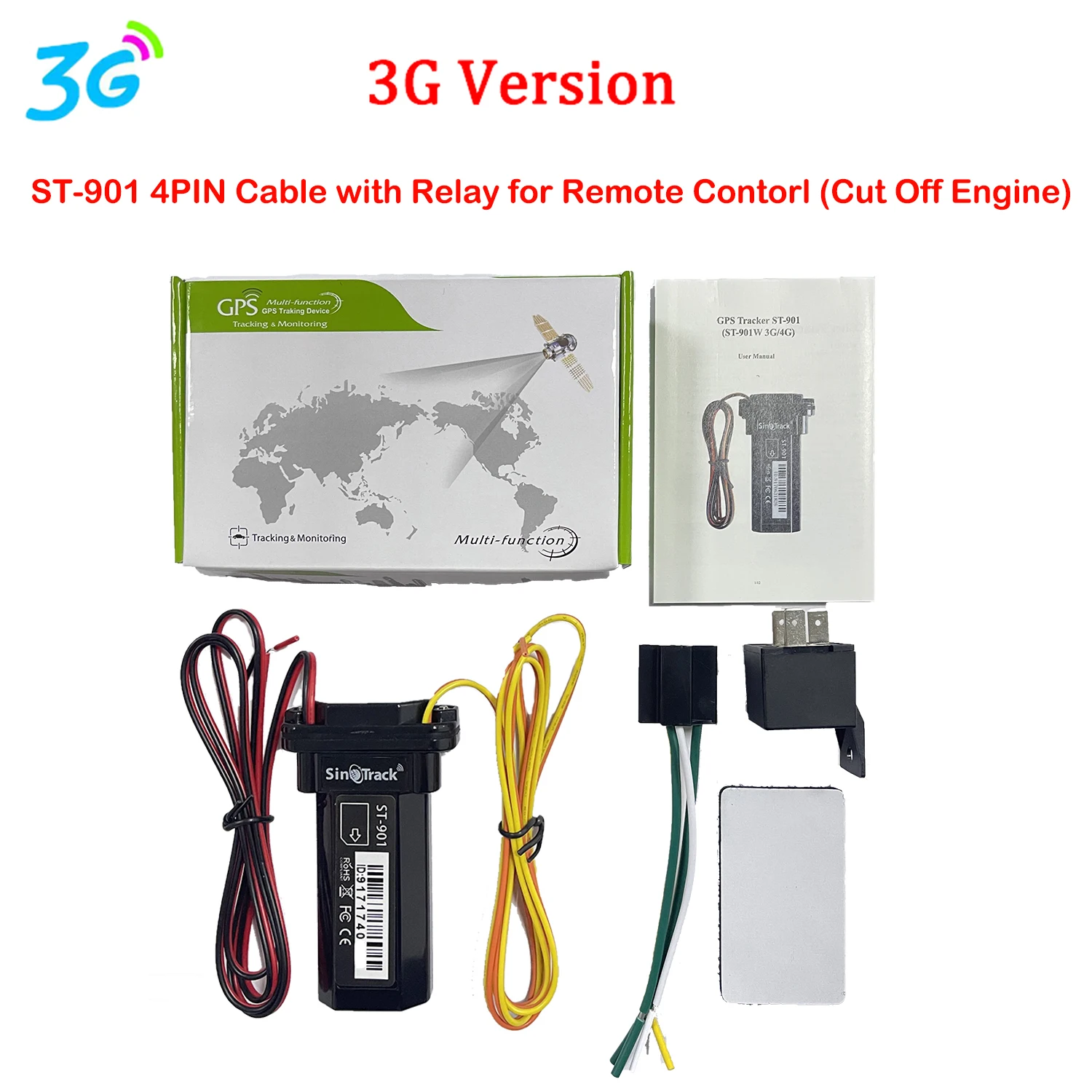 gps locator 3G WCDMA Mini Tracker Waterproof Builtin Battery GPS ST-901 for Car vehicle gps device 4 PIN Cable with Relay for Remote Control tracking device