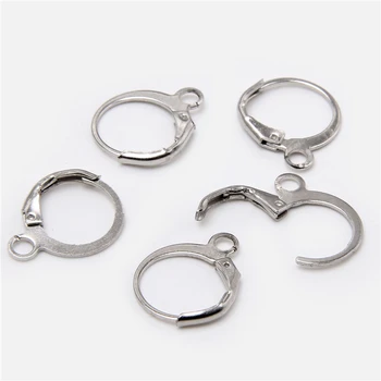 

50pcs Metal Earring Making Accessories Rhodium diy Clip On Earring Clasps Hooks Findings With Loop Clasp Round Base For jewelry