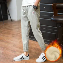 Осенне-зимние мужские брюки флисовый Уплотнённый тёплый мужской пот брюки для бега мужские брюки длиной до щиколотки уличная мужские брюки для улицы