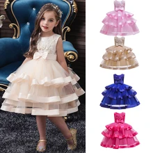 Детское платье принцессы; торжественные платья; детское платье с цветочным узором на свадьбу; Вечерние платья на выпускной; Вечерние платья на Рождество для девочек 2-10 лет