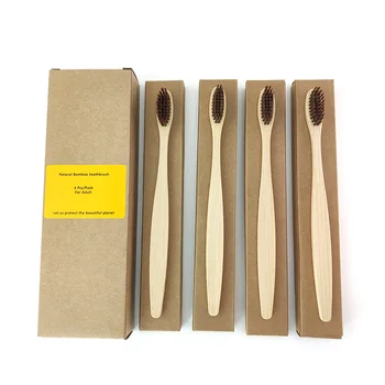

4pcs new mixed color bamboo toothbrush Eco Friendly wooden Tooth Brush Soft bristle Tip Charcoal adults oral care tooth