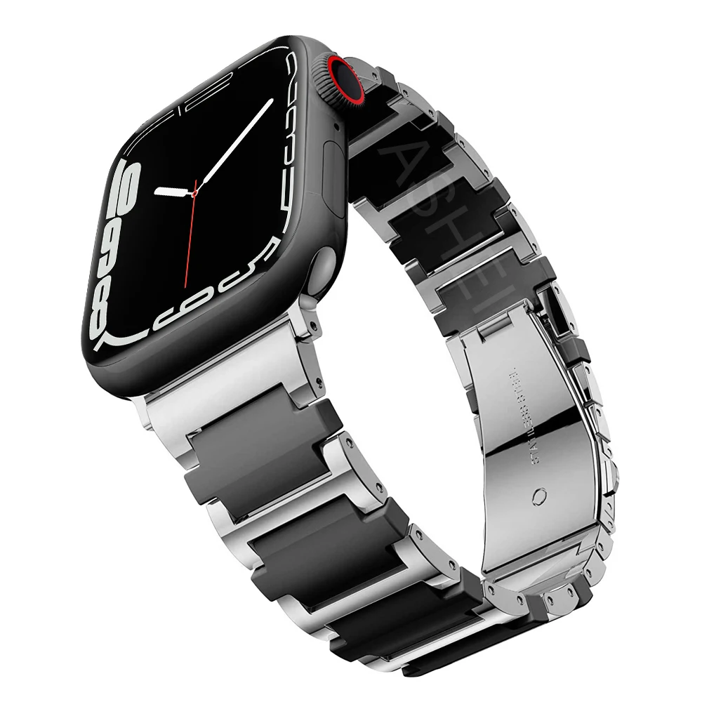 

Ceramic Stainless steel bracelet for apple watch series 7 45mm 41mm band SE 6 5 4 44mm 40mm strap for iwatch 3 42mm 38mm bands