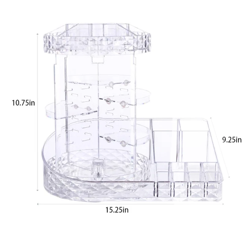 Прозрачная коробка для хранения косметики органайзер для косметики с поворотом на 360 градусов в сборе стойка для хранения губной помады большая емкость - Цвет: As shown