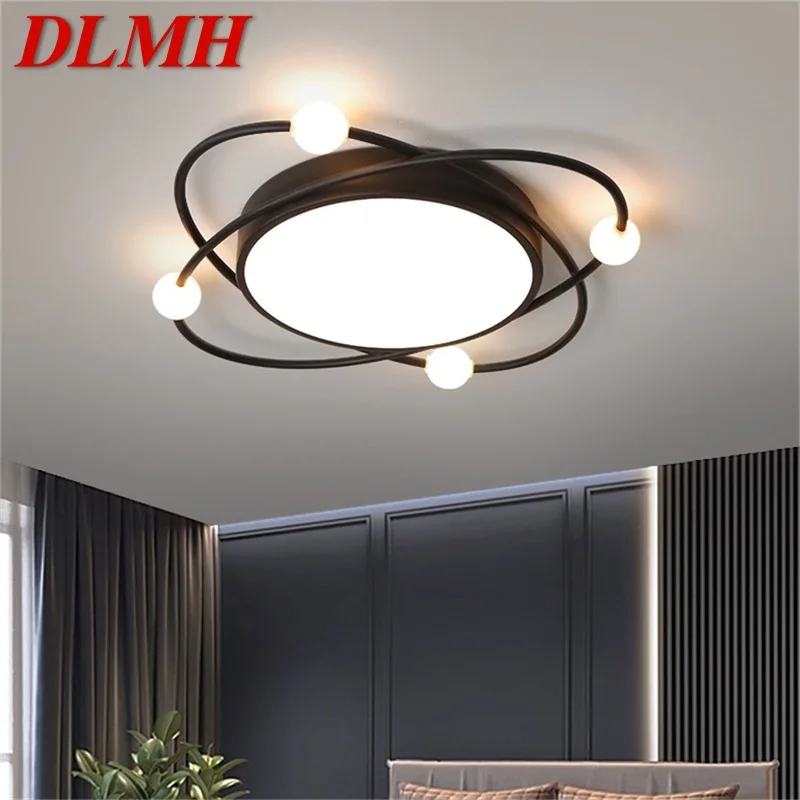 

DLMH Nordic Ceiling Light Contemporary Black Round Lamp Fixtures LED Home Decorative for Living Bed Room