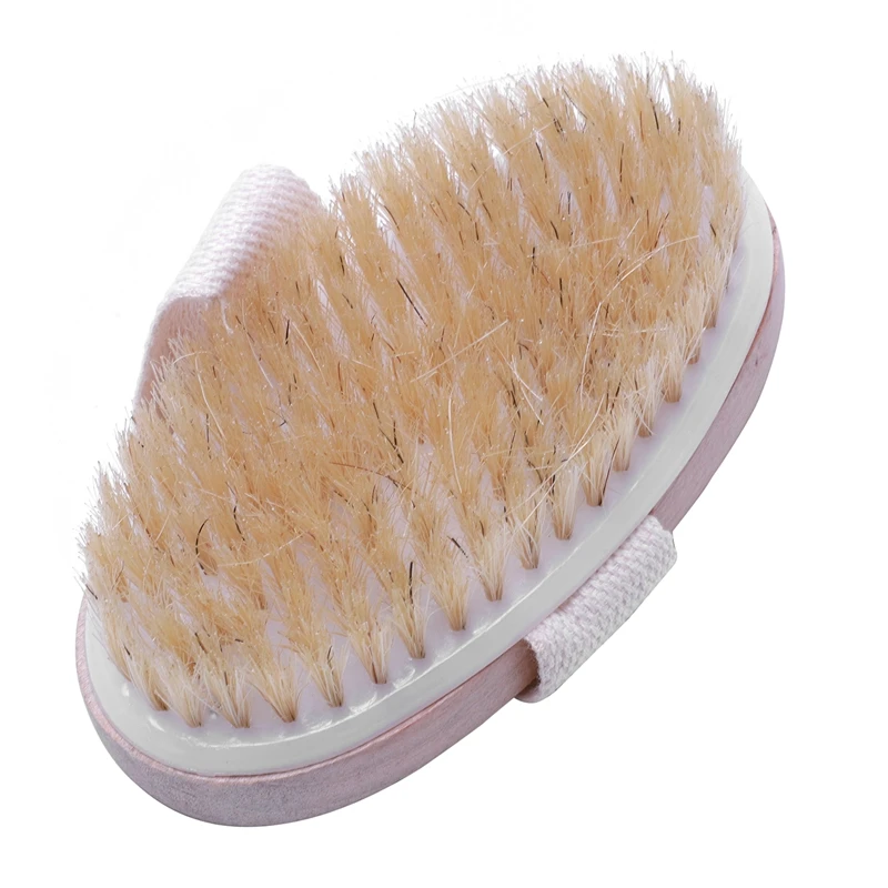 Dry Skin Body Natural Bristle Brush Soft SPA Brush Bath Massager Home Popular New,Wood color,12* 6.5* 3.5cm