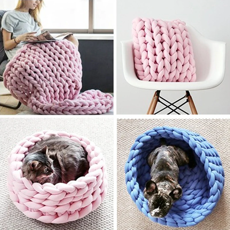 250GChunky Yarn Cotton DIY Hand Knitting Crochet Roving Spinning Blanket Wool Thread Carpet Hat Home Textile Supplies Needlework