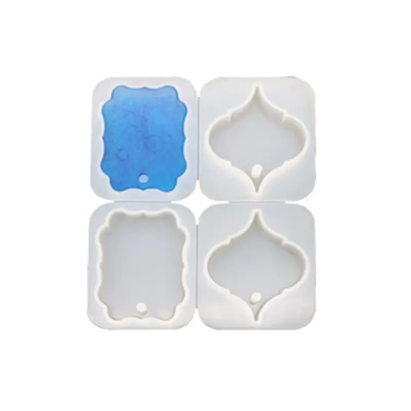 

4 Pcs/set DIY Crystal Epoxy Hanging Jewelry Making Mould Heart Shaped Round Wave Handmade Pendant Resin Gypsum Silicone Mold