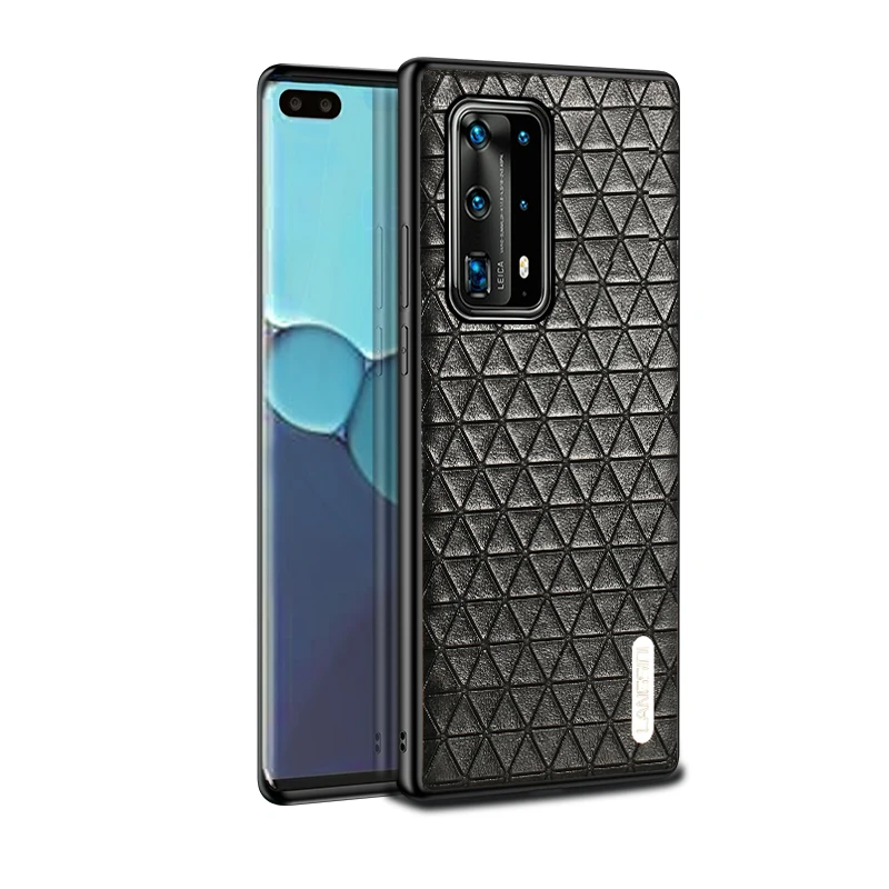 

Original Leather Triangle Grain phone case for Huawei P40 Pro P40 Lite P30 P20 Mate 40 20 Cover For Honor 9X 10i 20 Pro 8A