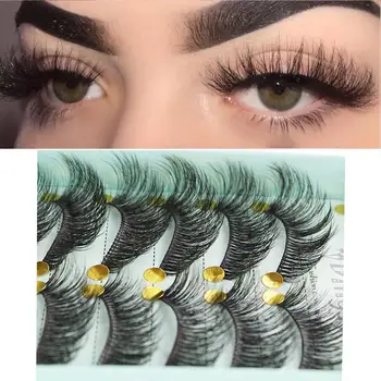 

10pairs Natural False Eyelashes Fake Lashes Long Makeup 3d Mink Lashes Eyelash Extension Mink Eyelashes For Eyes Make Up