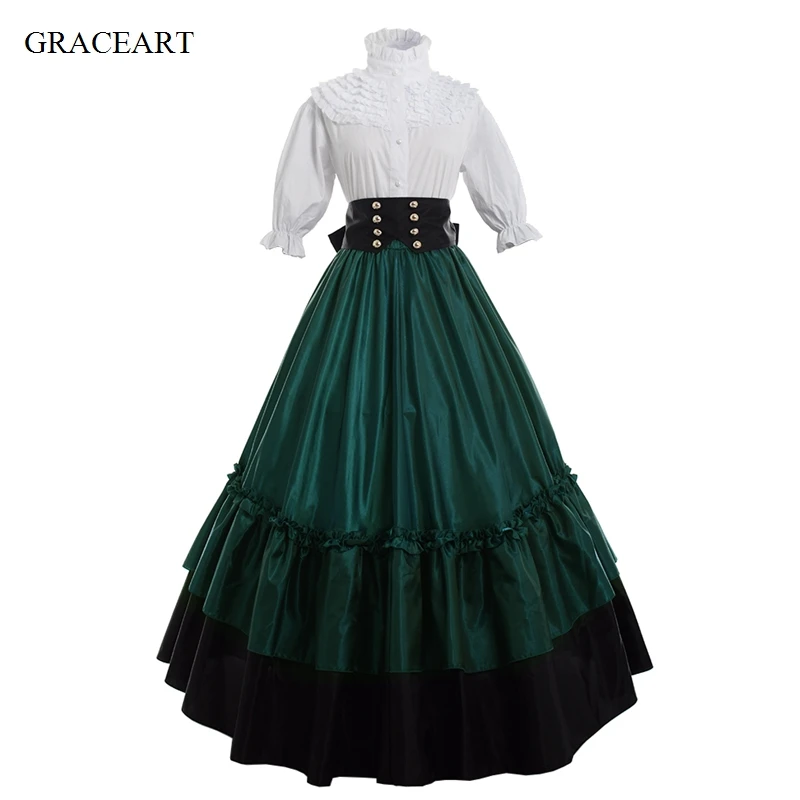 Женские платья Лолиты длинное платье в викторианском стиле ренессанс средневековые вечерние костюмы принцессы готическое платье лолиты для женщин - Цвет: Зеленый