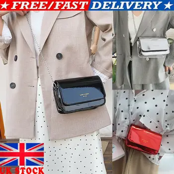 

British fashion women's mirror small square bag patent leather chain handbag women's aslant shoulder bag