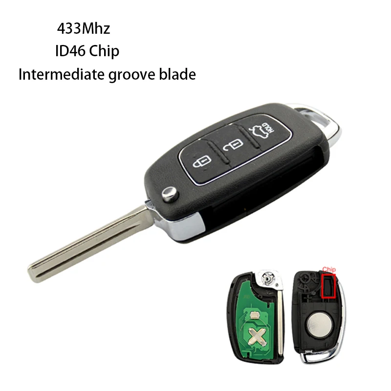Type 1 OkeyTech дистанционный ключ для hyundai Accent Ix35 I30 Solaris Tucson I20 Santa Fe Keyless Флип складной 433 МГц ID46 чип транспондера - Количество кнопок: Type 1