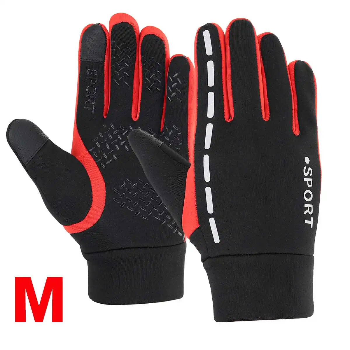 red M L/M зимние перчатки, перчатки для сенсорного экрана, светоотражающие полосы, дизайн для мужчин и женщин, шапка для активных смартфонов, вязаные - Цвет: red M