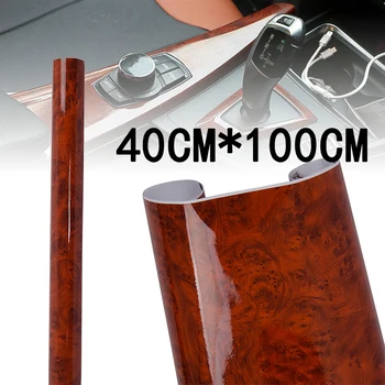 

1 Roll Glossy Wood Grain Decal DIY Car Intenal Adhesive Film Flexible Long Lasting Waterproof 40x100CM Car Stickers