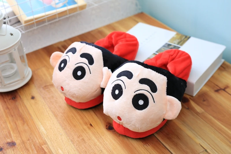 Zapatos De Mujer Crayon Shinchan/Женская обувь; утепленные тапочки; обувь для влюбленных; сезон зима-осень; пушистые тапочки; домашние тапочки - Цвет: Red covered