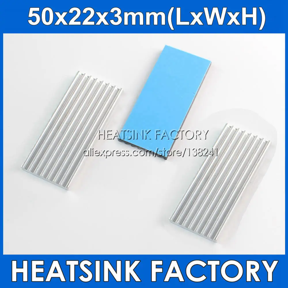 

HEATSINK FACTORY 10pcs Silver 50*22*3mm Heatsink Aluminum Heat Sink Radiator Cooler With Thermal Pad