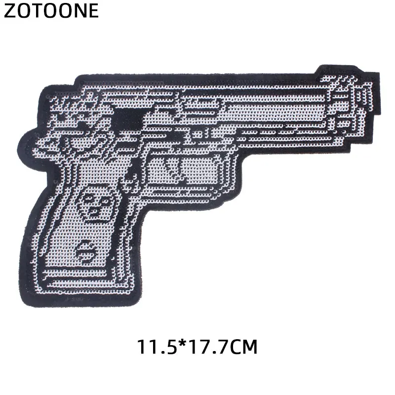 

ZOTOONE Cool Gun Patches for Clothing T-shirt Iron on Pistol Badges Embroidered DIY Heat Transfer Sew on Clothes Applique G