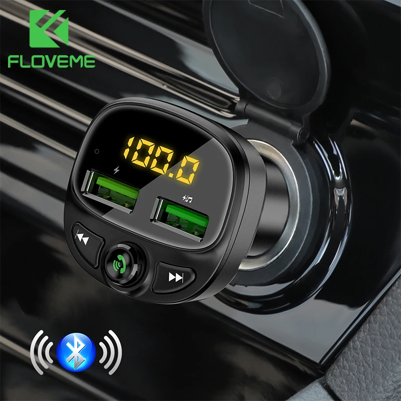 

FLOVEME Bluetooth Car Phone Charger For Phone Car USB Charger FM Transmitter MP3 Player TF Card Music HandFree Car Phone Charger