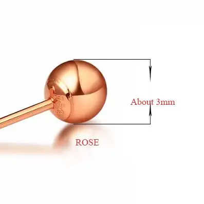Классический простой глянцевый шар 18k чистый настоящий твердый подлинный золотой AU750 роза/белый/желтый Сережки для пирсинга женщин девушек ювелирные изделия - Цвет камня: Rose 3mm