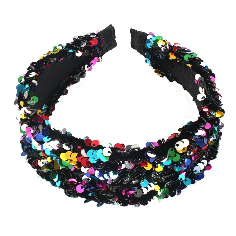 multi-color headband Блестящая лента для волос с блестками для женщин, волшебные блестящие головные уборы, диадемы и короны, головной убор на петлях для волос, вечерние, свадебные аксессуары для волос, свадебные аксессуары - Окраска металла: multi-color headband