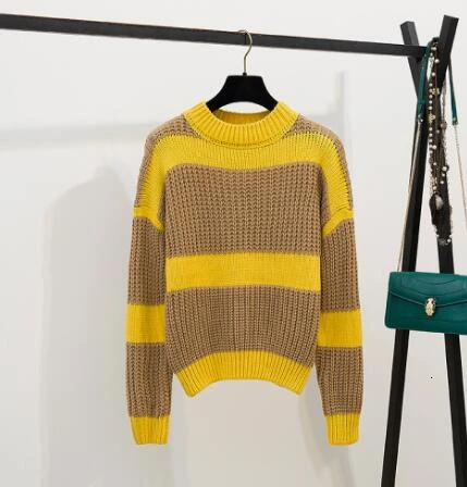 sweater1 Осенний Модный женский вязаный полосатый свитер пуловер+ джинсы брюки комплект женская одежда костюм для девочек студенческие комплекты из двух предметов - Цвет: sweater1