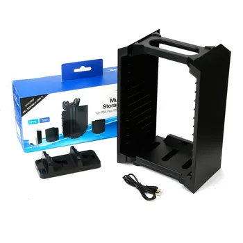 

Multifunctional Storage Vertical Stand Kit For Ps4 Pro/Ps4 Slim/Ps4/X-One S Space-Saving Portable Durable Simple Black
