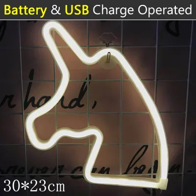 Красочный неоновый светильник Радужный Фламинго кактус Новинка USB/батарея неоновая лампа домашний Свадебный Рождественский Декор прикроватный светильник ing - Испускаемый цвет: Unicorn-W