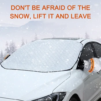 

Car Windshield Snow Cover Ice Snow Removal with Rearview Mirror Covers Winter Summer Auto Sunshade for Cars Trucks Vans and SUVs