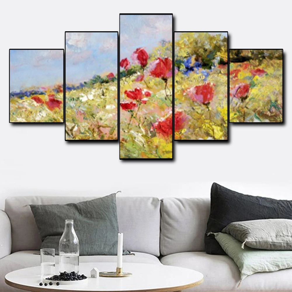 Canvas Art Oil Painting Ocean of flowers Flowers on the hillside Art Poster Picture Wall Decor Home Decoration For Living room Canvas Art Oil Painting Ocean of flowers Flowers on the hillside Art Poster Picture Wall Decor Home Decoration For Living room