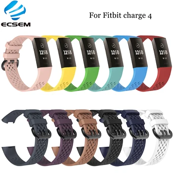 

Ecsem Replacement Strap For Fitbit Charge 4 Band Silicone Sport Bracelet For Charge 3 Smart Watch Breathable Durable Wristband