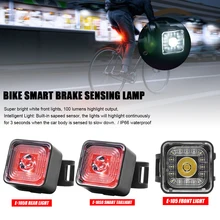 

100 Lumen Bike Lights Smart Brake Sensing Rear Lamp 5 Gears USB Charge Waterproof Safe Night Ride Headlight And Tail Light Sets
