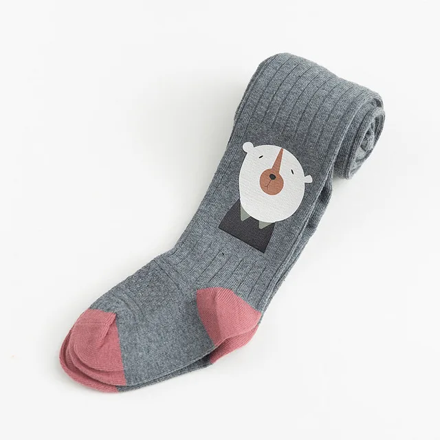light gray SLKMSWMDJ/осенне-зимние детские колготки леггинсы для девочек с рисунком из мультфильма трикотажные хлопковые танцевальные штаны для От 1 до 12 лет - Цвет: light gray